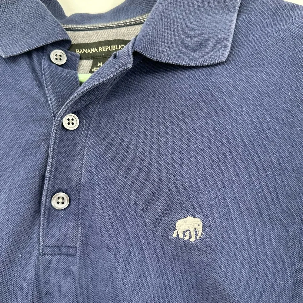 Banana Republic size Medium blue short sleeve polo shirt top cotton‎ blend